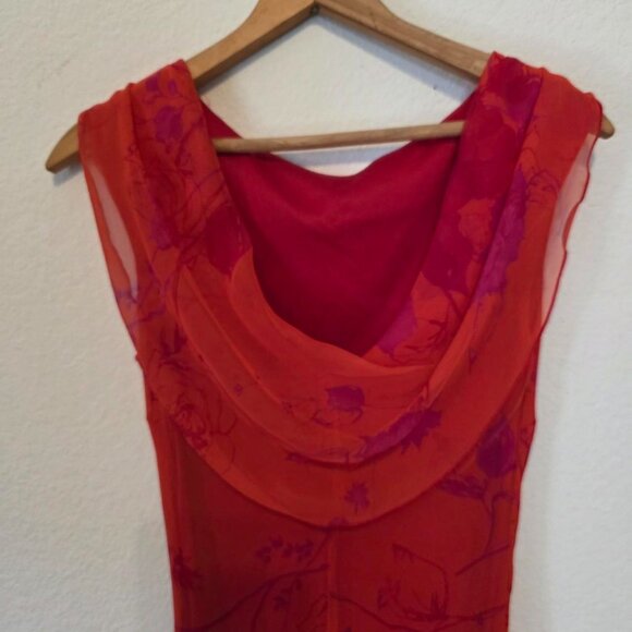 🔥 Vintage La Belle Red Sheer Floral Slip Dress – Made in USA 🔥 - Picture 5 of 7
